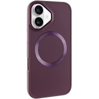 TPU чохол Bonbon Metal Style with MagSafe для Apple iPhone 16 (6.1") Бордовий / Plum