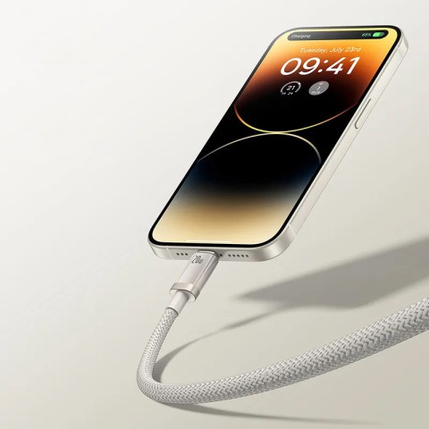 Дата кабель Baseus Titanium Alloy Fast Charging USB to Lightning 2.4A (1m) (P10378102) Galaxy Titanium Gold