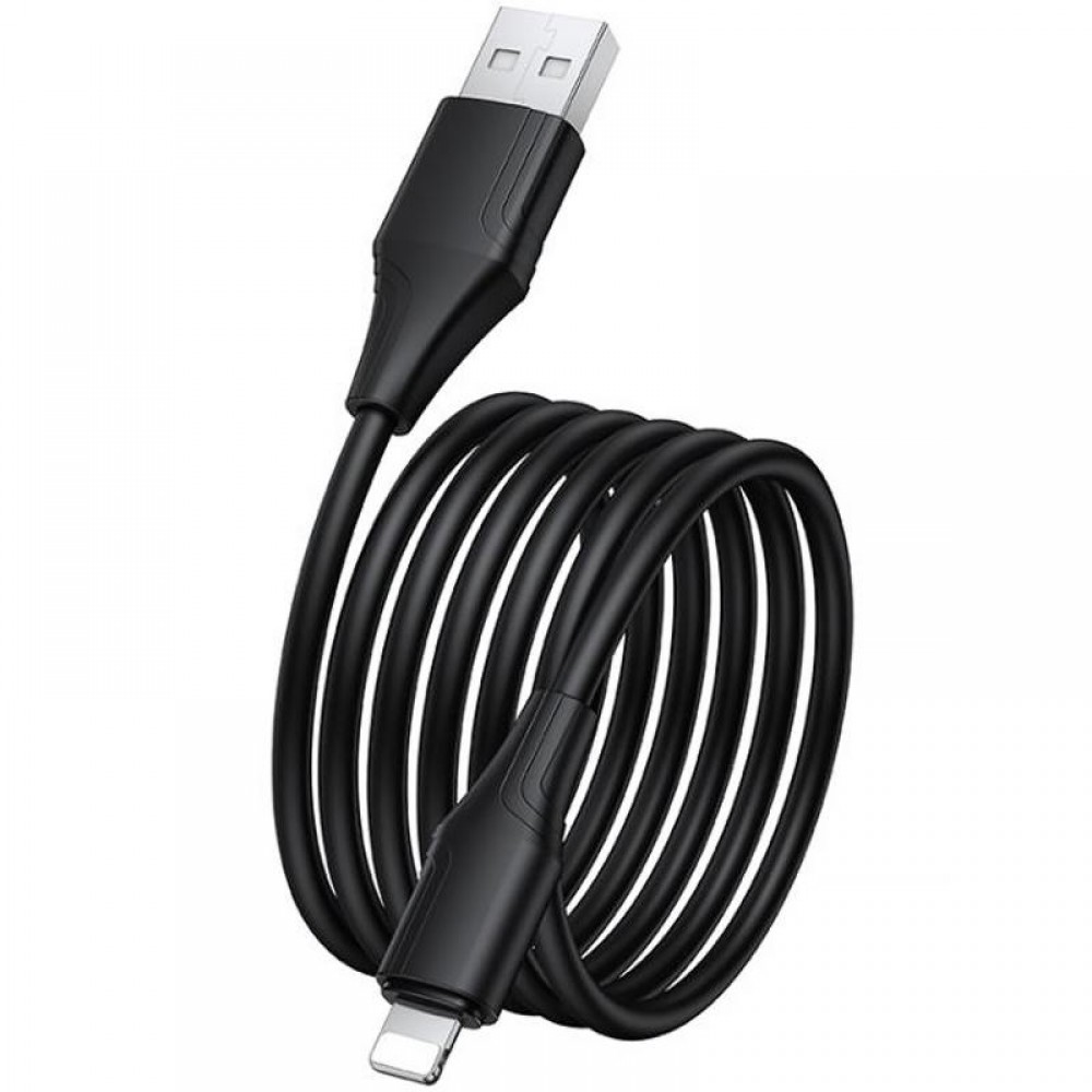 Дата кабель Hoco X124 Bien silicone USB to Lightning 2.4A (1m) Black