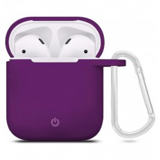 Силіконовий футляр з карабіном для навушників AirPods Фіолетовий / Grape