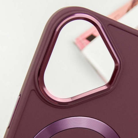 TPU чохол Bonbon Metal Style with MagSafe для Apple iPhone 16 (6.1") Бордовий / Plum