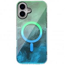 Чохол TPU Shiny Mountain (MagFit) для Apple iPhone 16 (6.1") Green / Blue