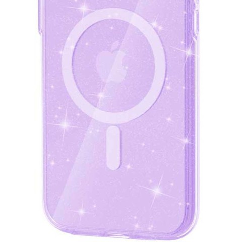 Чохол TPU Galaxy Sparkle (MagFit) для Apple iPhone 16 Plus (6.7") Purple+Glitter