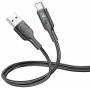 Дата кабель Hoco U120 Transparent explore intelligent power-off USB to Type-C 5A (1.2m) Black