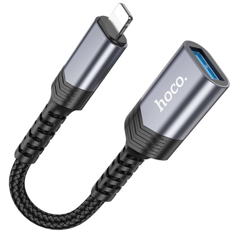 Перехідник Hoco UA24 Lightning male to USB female 2.0 Metal gray