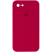 Чохол Silicone Case Square Full Camera Protective (AA) для Apple iPhone 7/8/SE (2020) (4.7") Червоний / Rose Red