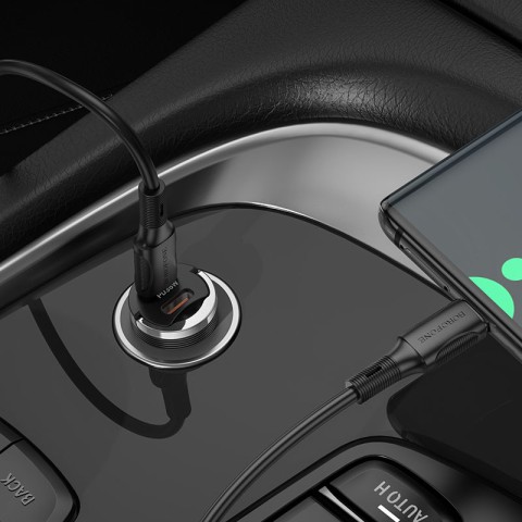 АЗП Borofone BZ29B Outstanding PD36W (2USB-C) + кабель Type-C to Type-C Transparent purple