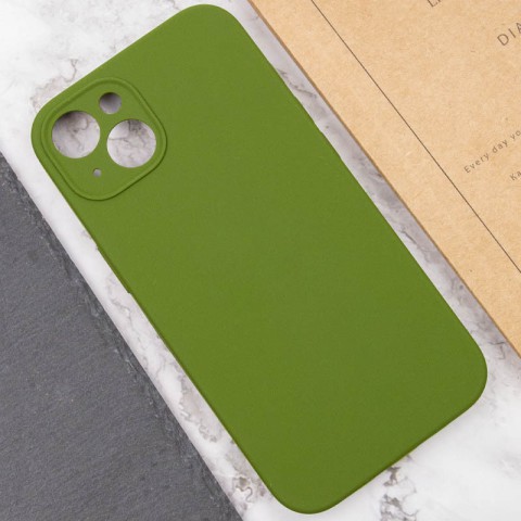 Чохол Silicone Case Full Camera Protective (AA) NO LOGO для Apple iPhone 13 (6.1") Зелений / Dark Olive