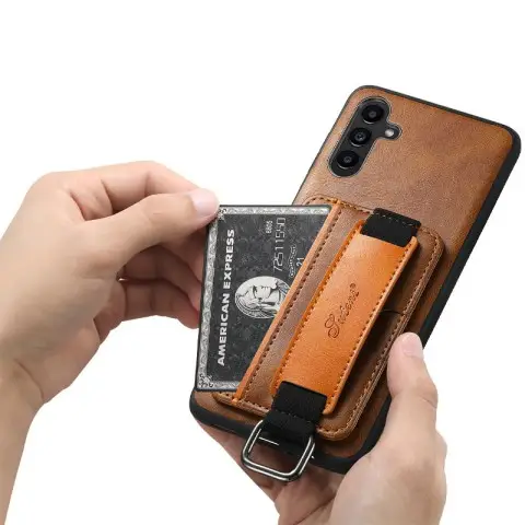 Шкіряний чохол Wallet case and straps для Samsung Galaxy S24+ Коричневий / Brown