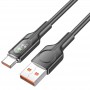 Дата кабель Hoco U120 Transparent explore intelligent power-off USB to Type-C 5A (1.2m) Black