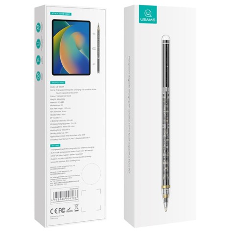 Стілус Usams US-ZB264 Transparent Magnetic Charding Tilt-sensitive Active Touch for iPad Transparent black