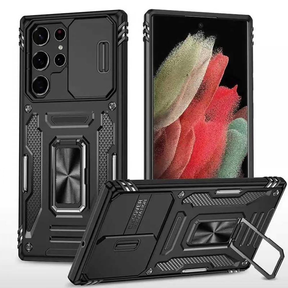 Ударостійкий чохол Camshield Army Ring для Samsung Galaxy S21 Ultra Чорний / Black