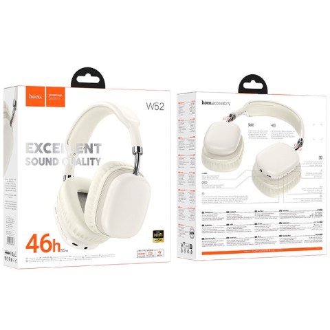 Накладні бездротові навушники Hoco W52 Wonderful Milky White