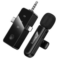 Петличний бездротовий мікрофон Hoco L20B Fair 3in1 (Lightning/Type-C/3.5) Black
