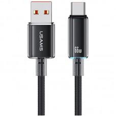 Дата кабель USAMS US-SJ658 Transparent With Light Cloud Ser. USB to Type-C 6A (1.2m) Black