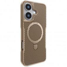 TPU+PC чохол Metal Buttons with MagSafe Carbon Ring для Apple iPhone 16 (6.1")