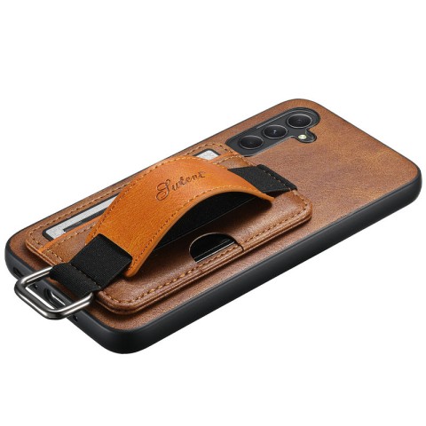 Шкіряний чохол Wallet case and straps для Samsung Galaxy S24+ Коричневий / Brown