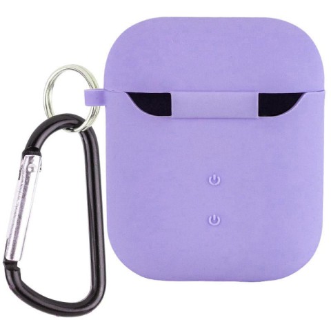 Силіконовий футляр з мікрофіброю для навушників Airpods 1/2 Бузковий / Dasheen
