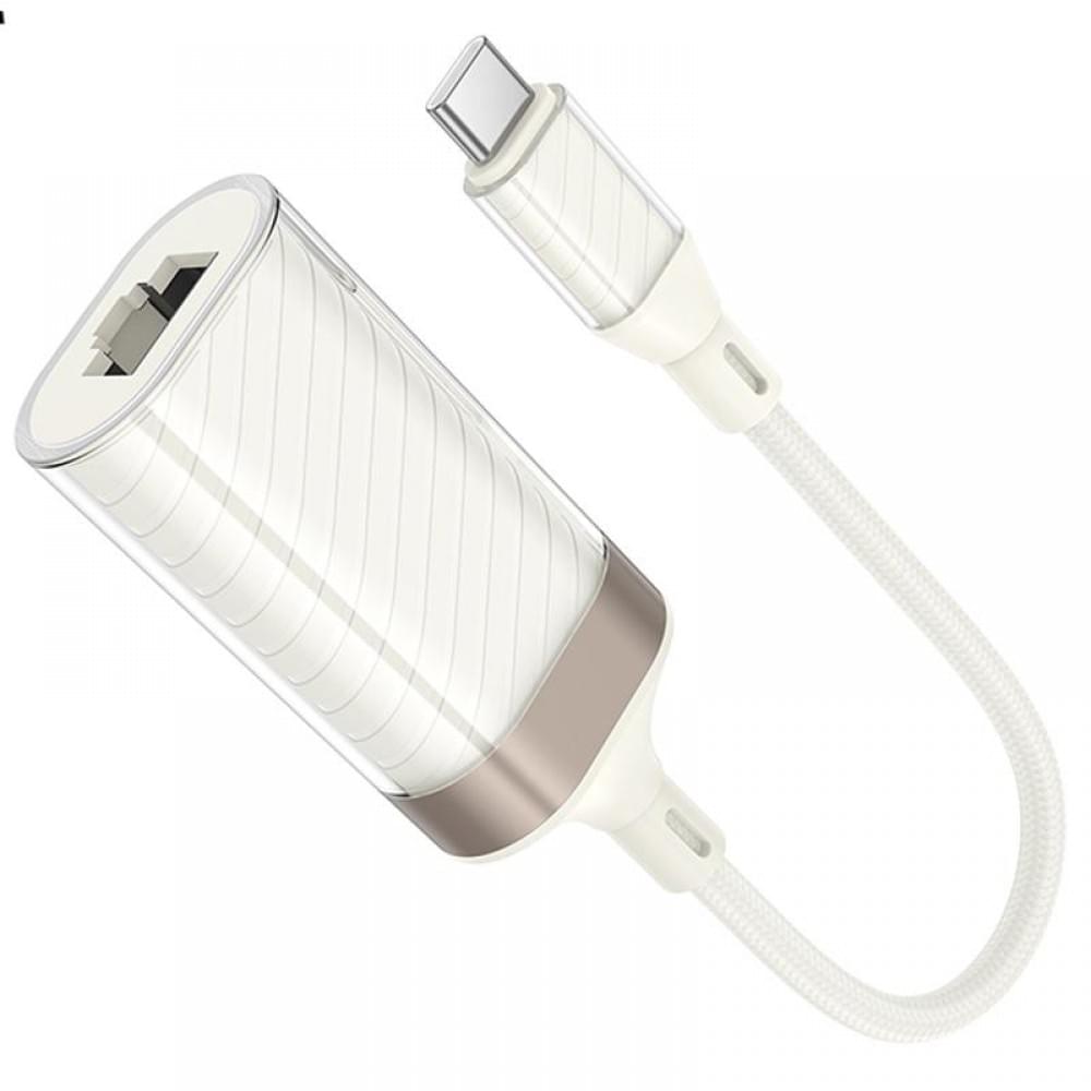 Перехідник Hoco UA41B Crystal Type-C to RJ45 100 Mbs (0.15m) Apricot