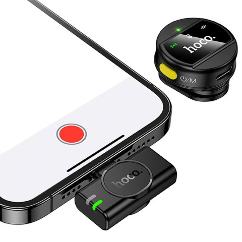 Петличний бездротовий мікрофон Hoco L21 Charm Lightning Black