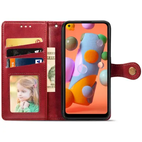 Шкіряний чохол-книжка GETMAN Gallant (PU) для Samsung Galaxy A11 Червоний