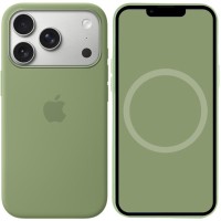 Чохол Silicone case (AAA) with Magsafe and Animation для Apple iPhone 17 Pro (6.3") Light Moss