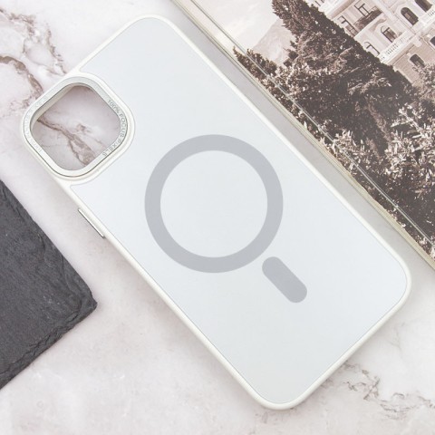 Чохол TPU+Glass Sapphire Midnight Open Camera with MagSafe для Apple iPhone 15 Plus (6.7") Білий / White