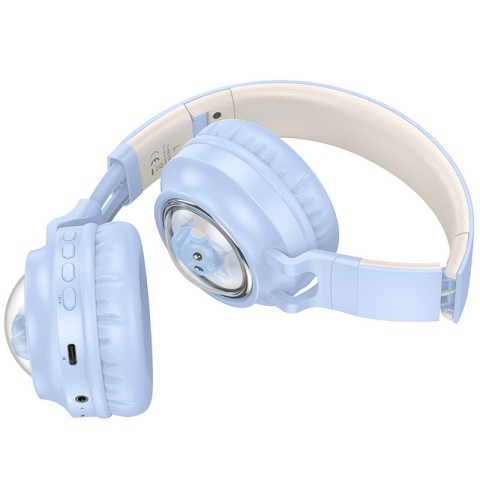 Накладні бездротові навушники Hoco W50 Cute fun Blue