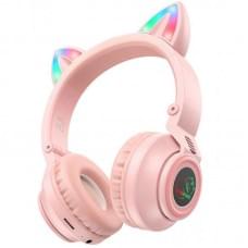 Накладні бездротові навушники Borofone BO18 Cat ear Рожевий