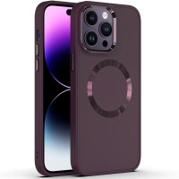 TPU чохол Bonbon Metal Style with MagSafe для Apple iPhone 12 Pro Max (6.7") Бордовий / Plum