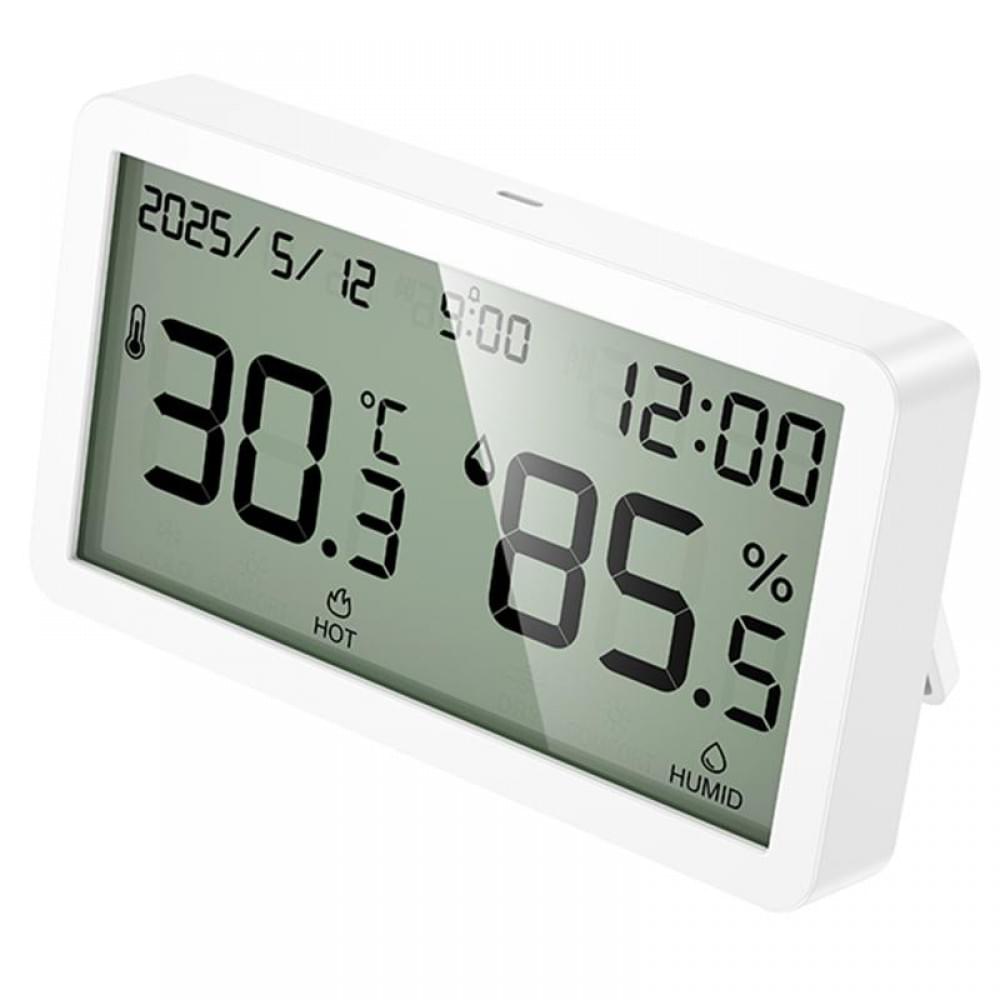 Електронний термогігрометр + годинник Hoco HX42 Indoor White