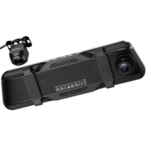 Автомобільний відеореєстратор дзеркало Hoco DV16 Dual-Channel Driving Recorder 1080p+720p Black