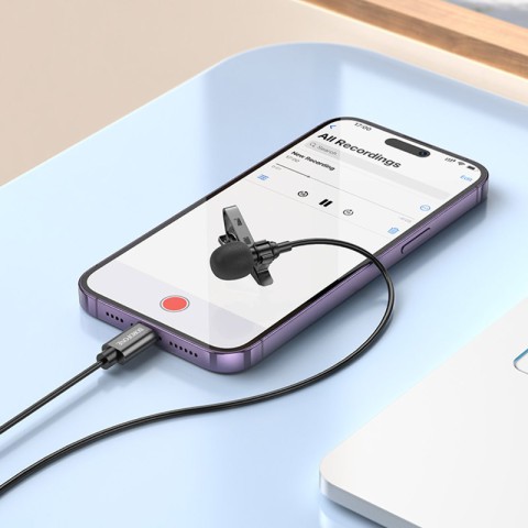 Мікрофон петличний Borofone BFK11 Elegant lavalier Lightning (2m) Black