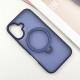 TPU+PC чохол Metal Buttons with MagSafe Colorful HQ Ring для Apple iPhone 16 (6.1") Dark Blue