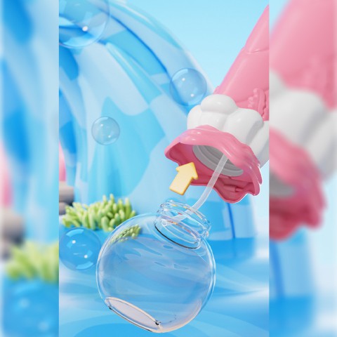 Пістолет з мильними бульбашками H038 Shark + bottle 50ml Pink