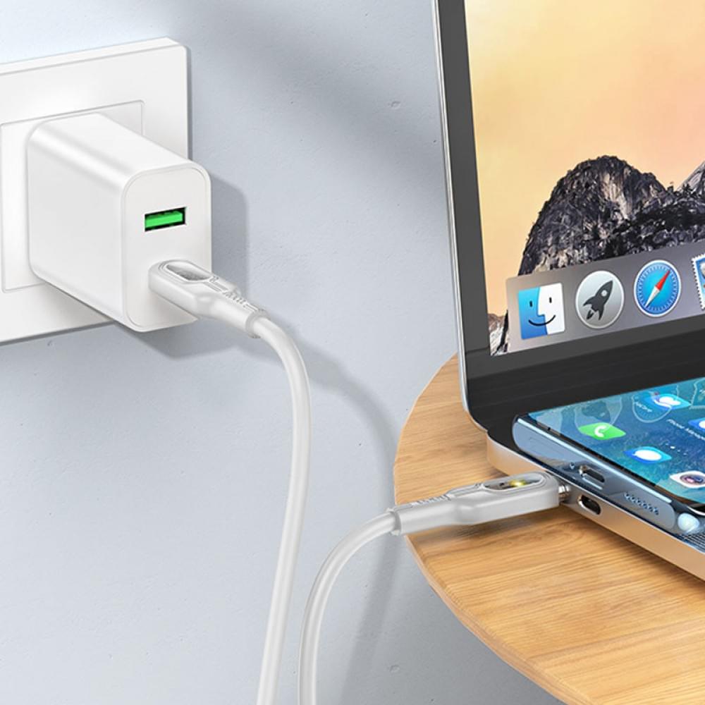 Дата кабель Hoco U120 Transparent explore intelligent power-off PD 60W Type-C to Type-C (1.2m)