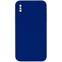 Чохол Silicone Case Square Full Camera Protective (AA) NOLOGO для Apple iPhone X / XS (5.8") Синій / Deep navy