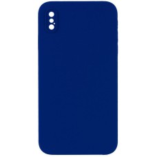 Чохол Silicone Case Square Full Camera Protective (AA) NOLOGO для Apple iPhone X / XS (5.8") Синій / Deep navy