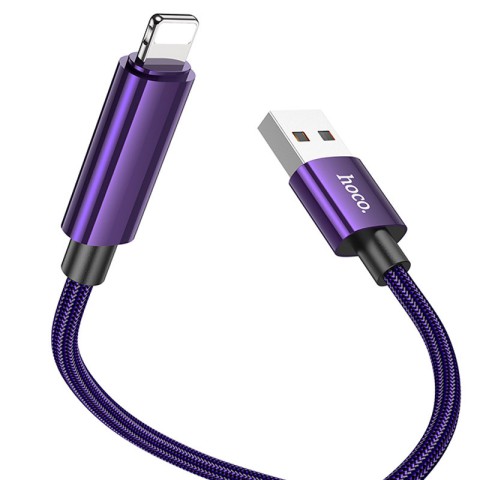 Дата кабель Hoco U125 Benefit 2.4A USB to Lightning with display (1.2m) Purple
