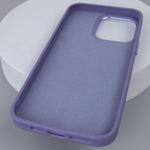 Шкіряний чохол Bonbon Leather Metal Style with MagSafe для Apple iPhone 14 Pro (6.1") Сірий / Lavender