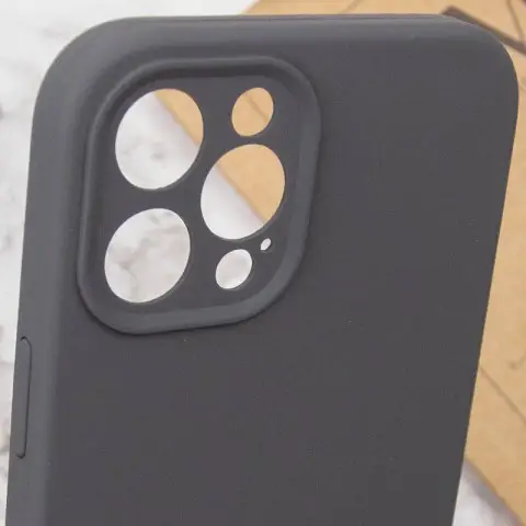 Чохол Silicone Case Full Camera Protective (AA) NO LOGO для Apple iPhone 12 Pro (6.1") Сірий / Dark Gray