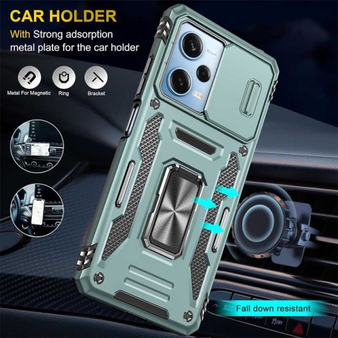 Ударостійкий чохол Camshield Army Ring для Xiaomi Redmi 12 / Poco M6 Pro 5G Зелений / Light Green