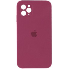 Чохол Silicone Case Square Full Camera Protective (AA) для Apple iPhone 11 Pro Max (6.5") Бордовий / Plum