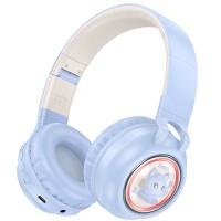 Накладні бездротові навушники Hoco W50 Cute fun Blue