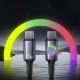 Дата кабель Usams US-SJ751 With Colorful Light Huan Ser. Type-C to Type-C 240W (1.2m) Desert Titanium