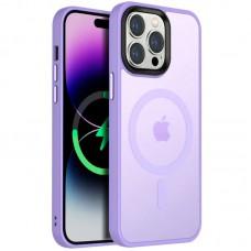 TPU+PC чохол Metal Buttons with MagSafe Colorful для Apple iPhone 14 Pro (6.1") Бузковий