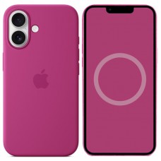 Чохол Silicone case (AAA) full with Magsafe and Animation для Apple iPhone 16 Plus (6.7") Fuchsia