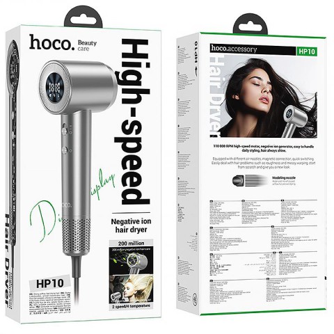 Фен для волосся Hoco HP10 with digital display (1600W) Gray