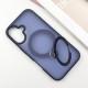 TPU+PC чохол Metal Buttons with MagSafe Colorful HQ Ring для Apple iPhone 16 (6.1") Dark Blue