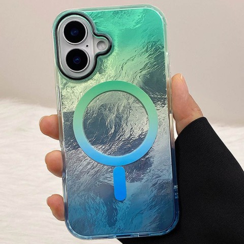 Чохол TPU Shiny Mountain (MagFit) для Apple iPhone 16 (6.1") Green / Blue